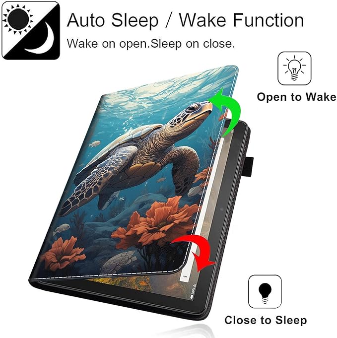 Case for All-New Amazon Kindle Fire HD 10 and Fire HD 10 Plus Tablet (13th/11th Generation 2023/2021 Release) 10.1 Slim Folding Stand Cover with Auto Wake/Sleep Sea Turtle