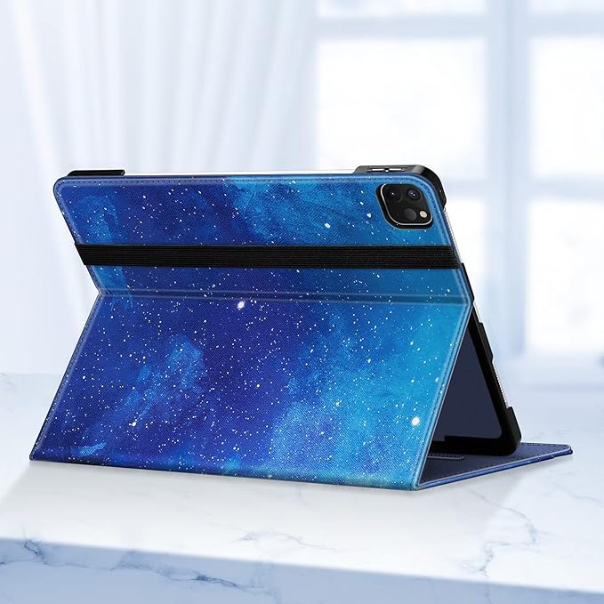 Fintie Folio Case for iPad Pro 12.9 6th Generation 2022 Multi-Angle Smart Stand Cover w/Pencil Holder &amp Pocket Also Fit iPad Pro 12.9 2021 5th &amp 2020 4th &amp 2018 3rd Gen Starry Sky