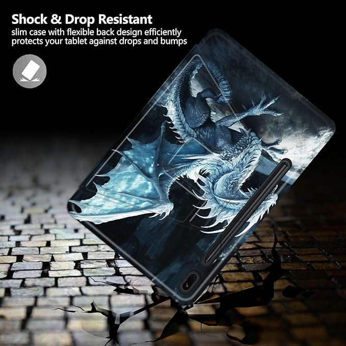 Case for Samsung Galaxy Tab S6 10.5 2019 (Model SM-T860/T865/T867) Blue Dragon with Wings Theme 360 Degree Rotating Stand Smart Protective Cover for Samsung S6 T860 Tablet