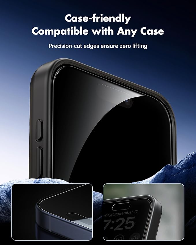 UNBREAKcable Privacy Screen Protector for iPhone 15 Pro Max (6.7) 25° Anti-Spy Tempered Glass Easy Install Alignment Frame Case-Friendly 9H Hardness Anti-Fingerprint 3-Pack