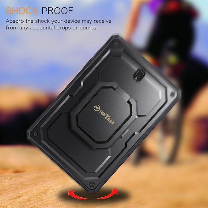 Fintie Shockproof Case for Samsung Galaxy Tab S4 10.5 2018 Model SM-T830/T835/T837 [Tuatara Magic Ring] [360 Rotating] Multi-Functional Grip Stand Carry Cover w/Built-in Screen Protector Black