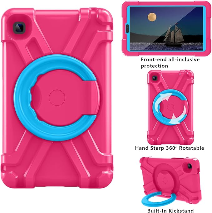 Compatible with Samsung Galaxy Tab A7 Lite T220/T225 Tablet CaseRugged Kids Case with Stand Lightweight Shockproof Kids Friendly Tablet Cover Rose Red+Blue