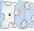 MEEgoodo Case for iPad 10.2 inchTablet Cases for iPad 9th Generation 2021/8th Gen 2020/7th Gen 2019 with Clear Acrylic Back Shell+Pencil Holder+Auto Wake/Sleep+Trifold StandSilver Disco Balls &amp