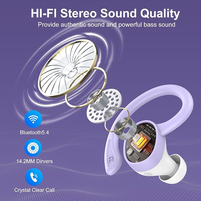 Wireless Earbuds Bluetooth Earbuds Bluetooth 5.4 Headphones 68hrs Playtime Sport Earphones with LED Display ENC Noise Cancelling Mic IPX7 Waterproof Over Ear Ear Buds with Hook for Gym/Workout