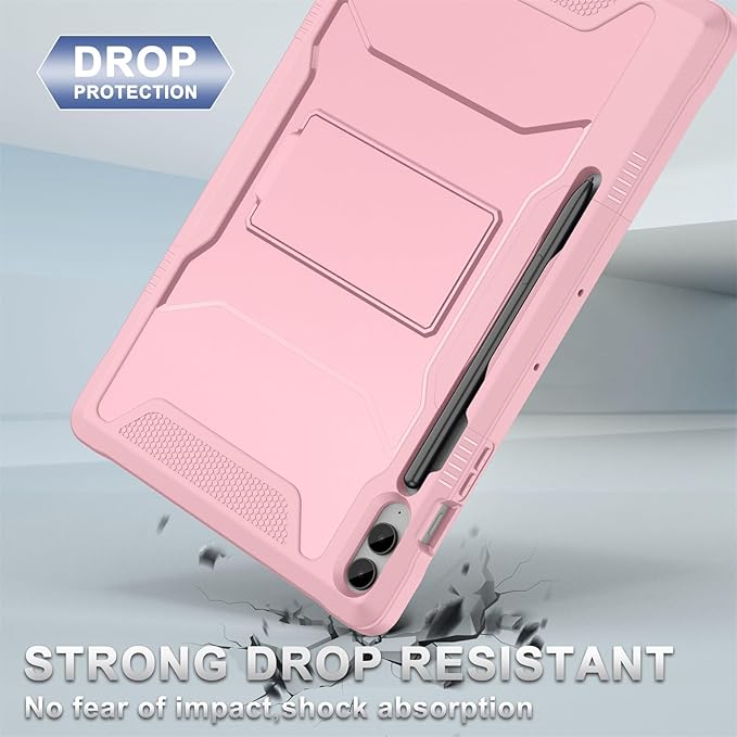 Soke Case for Samsung Galaxy Tab S9 Plus/S9 FE+ 2023 with Built-in Screen Protector &amp Kickstand Rugged Full Body Protective Cover for Galaxy Tablet 12.4 InchPink