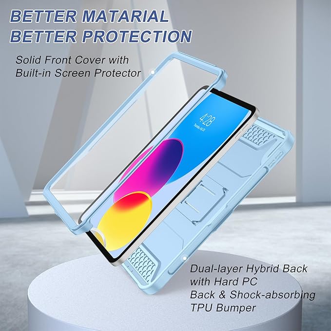 Soke Case for iPad (A16) 11th Generation 11-inch 2025 iPad 10th Generation 10.9-inch 2022 with Built-in Screen Protector and Kickstand Rugged Full Body Protective Cover - Sky Blue