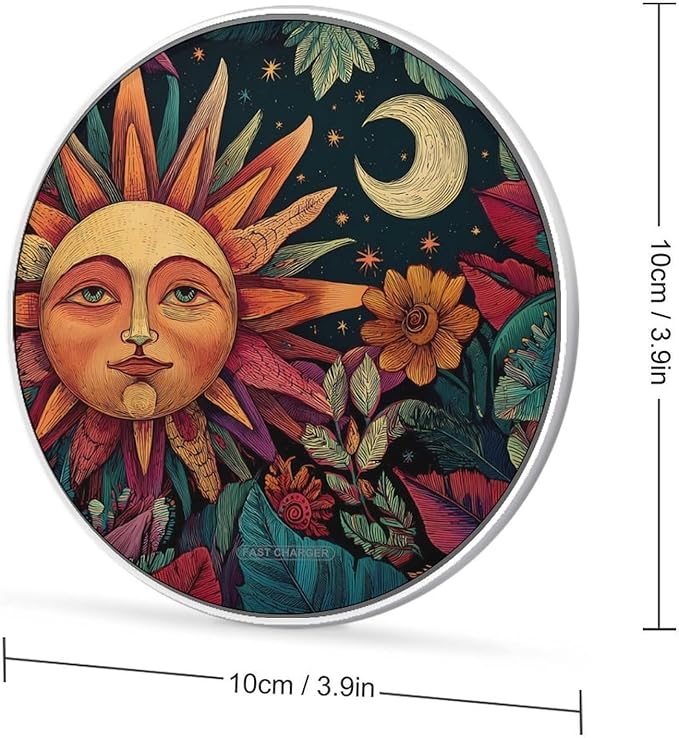 Sun and Moon Accompanying Phone Charger Magnetic Charging Pad Anti-Slip with USB Cable