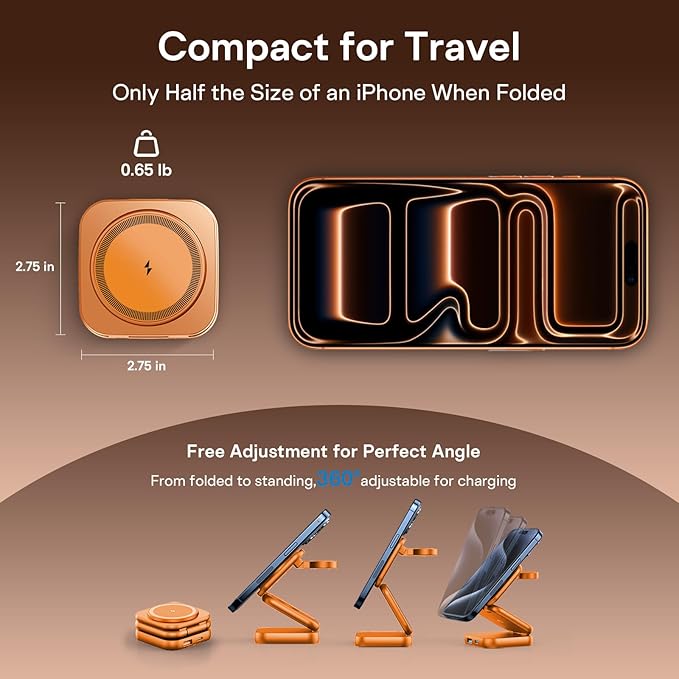 5-in-1 Wireless Charger for MagSafe AC ISLAND Portable Travel Charging Station 35W Max Fast Foldable Magnetic Stand Evolved for iPhone 17-12 &amp Air Series Apple Watch AirPods (with 35W Adapter