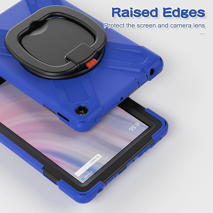 Heavy Duty Case for Fire HD 10 Tablet Case (13th Generation 2023 Release) Shockproof Protective Rugged Case with 360 Rotating StandCarrying Shoulder Strap Blue