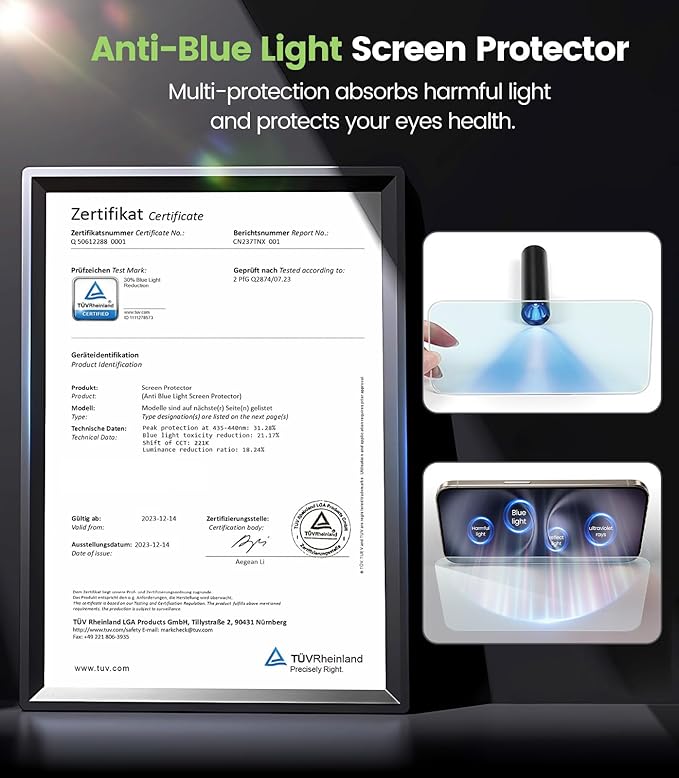 PandaShield 2-Pack Screen Protector for iPhone 16 Pro Max Ultra-Thin 6H PET Film [Not Glass] Anti-Blue Light Fingerprint Compatible Easy Installation via Auto-Alignment Tray Bubble-Free Case Frie