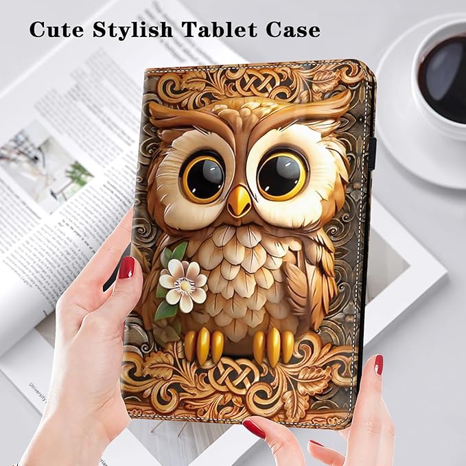 Case for Amazon Kindle Fire Max 11 Case (13th Generation 2023 Release) 11PU Leather Folio Stand Protective Cover with Card Solts for Fire 11 Tablet - Brown Owl
