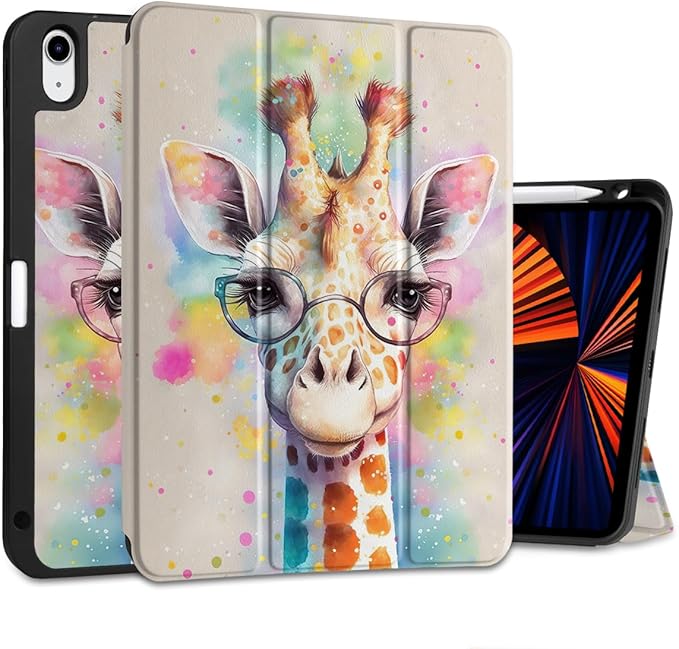 MEEgoodo for M4/M3/M2 iPad Air 11 inch Case 2026 2025 2024Case for iPad Air 5th Generation/iPad Air 4th Gen 10.9 inch 2022 2020 Tablet Cover with Soft TPU Back Shell Giraffe