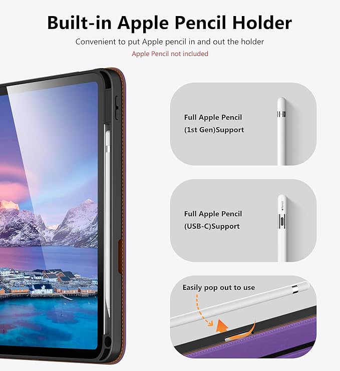 DTTO for iPad A16 Case iPad 11th / 10th Generation Case (2025/2022) 360 Degree Rotating Premium Leather Folio Stand Cover with Pencil Holder Light Purple