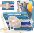 BRAECNstock for Apple iPad 9th/ 8th/7th Generation Case 10.2 2021/2020/ 2019 Shockproof Protective Case with Screen Protector Pencil Holder 360° Rotating Hand Strap + Stand Colorful Blue