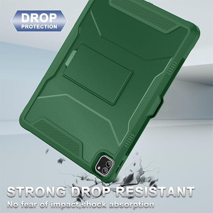 Soke Case for iPad Pro 12.9 Inch 6th/5th/4th Generation(2022/2021/2020 Release) Rugged Shockproof Protective Cover with Built-in Kickstand for Apple iPad Pro 12.9 - Alpine Green