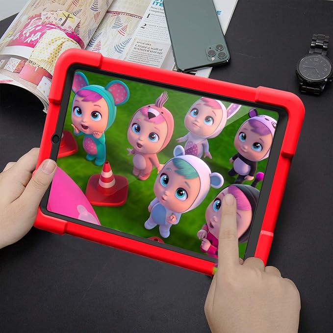 Compatible with Samsung Galaxy Tab A 8.4 T307 Tablet CaseRugged Kids Case with Stand Lightweight Shockproof Kids Friendly Tablet Cover Red+Black