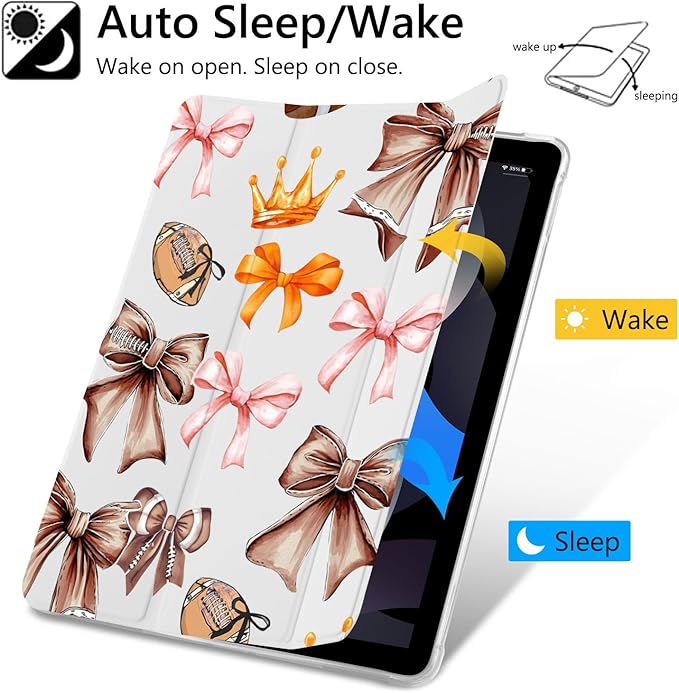 JOYLAND Retro Brown Bow Case for iPad mini 7th(A17 Pro) 2024 / Mini 6th Generation 8.3 2021Pencil Holder &amp Clear Transparent Back &amp Trifold Smart Tablet Cover for Girls Women