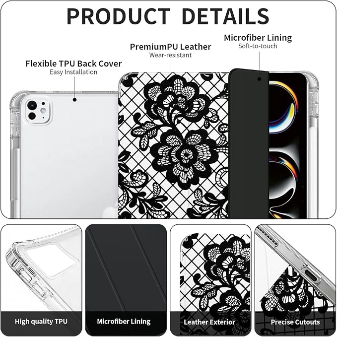 Black lace floral Graphic Aesthetic