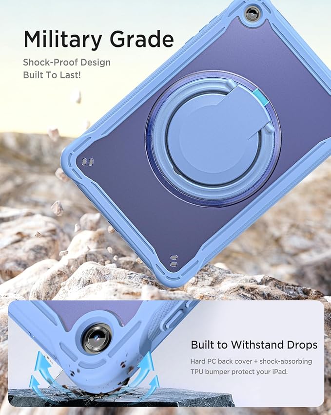 Miimall Case for Samsung Galaxy Tab A11 Plus 2025 11 Inch with Pen Holder Bulit-in 360 Rotating Stand Ring Shockproof Rugged Kids Friendly Shell Shoulder Strap Cover for Samsung A11+ Tablet Purple