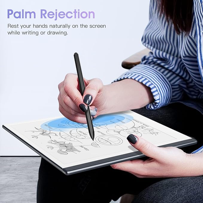 TiMOVO Magnetic EMR Pen Compatible with Remarkable 2 Digital Stylus with Eraser for Remarkable 4096 Pressure Sensitivity Palm Rejection Tilt with 3 Pen Tips Black