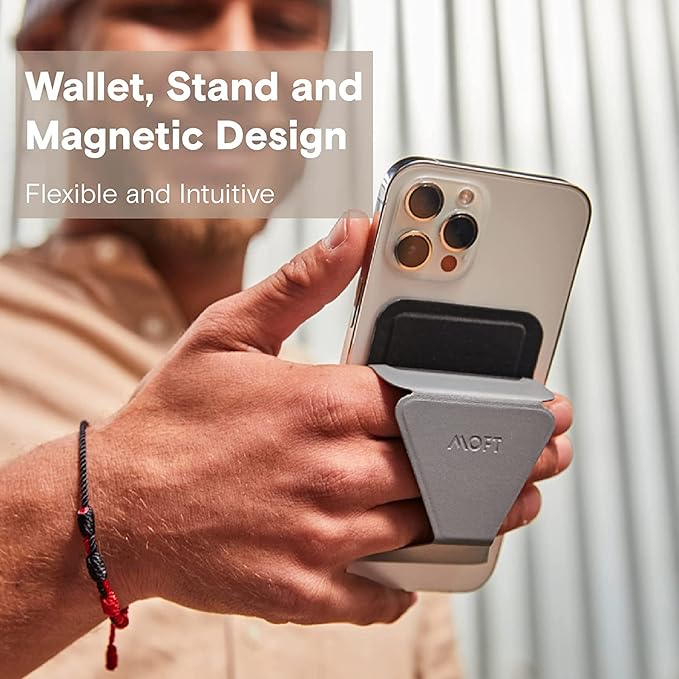 MOFT MagSafe Wallet Stand for iPhone 16/15/14/13/12 Series MagSafe Compatible Phone Stand with 3 Viewing Angles (Cool Gray)