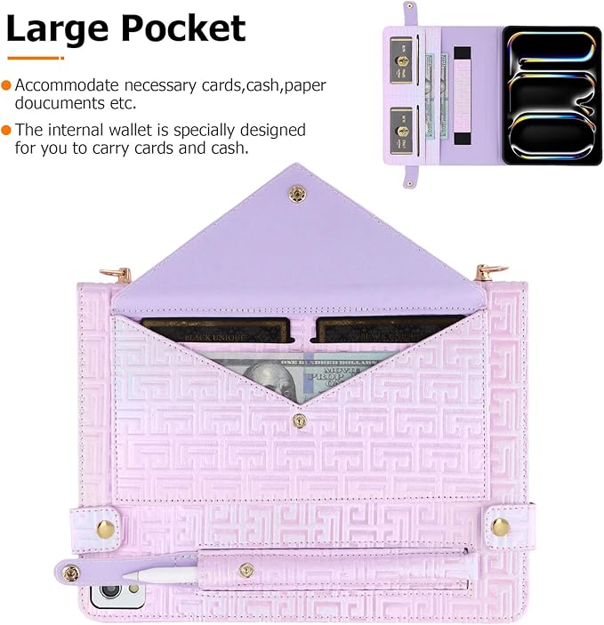 Dteck for iPad 9th/8th/7th Generation Case 10.2Luxury Sparkle PU Leather Kickstand Case with Pencil Holder Shoulder Hand Strap Card Slots Shockproof Protective Magnetic Pocket Wallet CasePurple