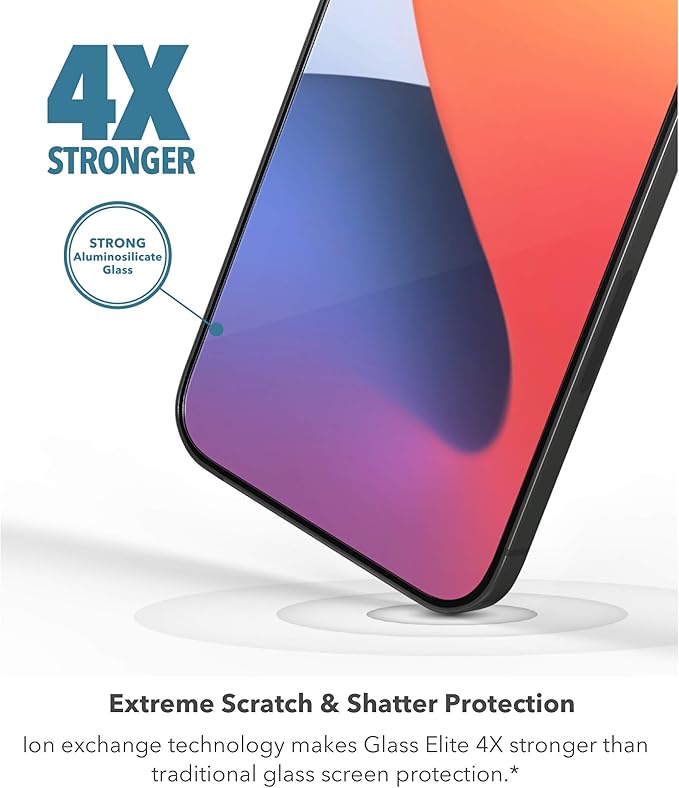 ZAGG Glass Elite VisionGuard+ Screen Protector - for iPhone 12 Pro Max - Impact Protection Scratch Resistant Fingerprint Resistant Smudge Resistant Oil Resistant InvisibleShield clear (200106675