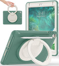 BATYUE Case for iPad 6th Generation 9.7 inch 2018 iPad 5th Gen 2017 iPad Air 2/ iPad Pro 9.7''Shockproof Protective Cover with Pencil Holder &ampRotating Kickstandfor KidsBoysGirls (Emerald Gre