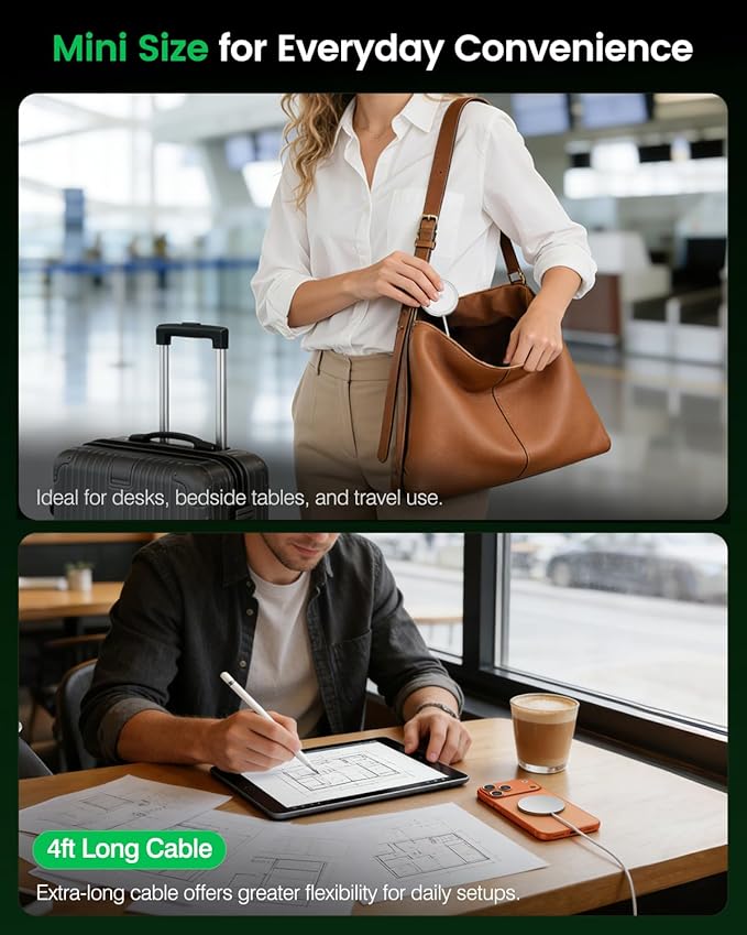 25W Magnetic Wireless Charging Pad: Qi2.2 Qi2 MagSafe Fast Charger for iPhone Air 17e 17 16 15 14 Pro Max Samsung Galaxy S26 S25 Google Pixel 10 &amp AirPods Gift Ideal for Desk Travel (White 1Pa