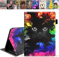 Case for Amazon Kindle Fire HD 10 Tablet 10.1 (9th/7th Generation 2019/2017 Release) Premium PU Leather Stand Cover with Smart Auto Wake Cute Black Cat Face