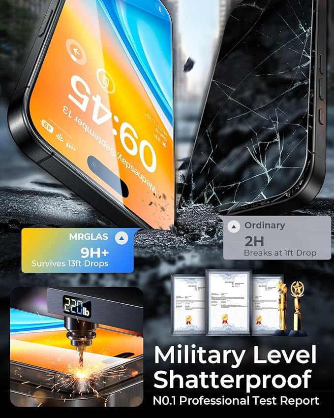 UNBREAK TOP 9H+ Glass 2+2 Packs for iPhone 16 Pro Max Screen Protector 6.9'' with Camera Lens Protector [Zero Bubble Auto-Dust Removal] [10X Military Protection] Tempered Glass Full Edge Coverage