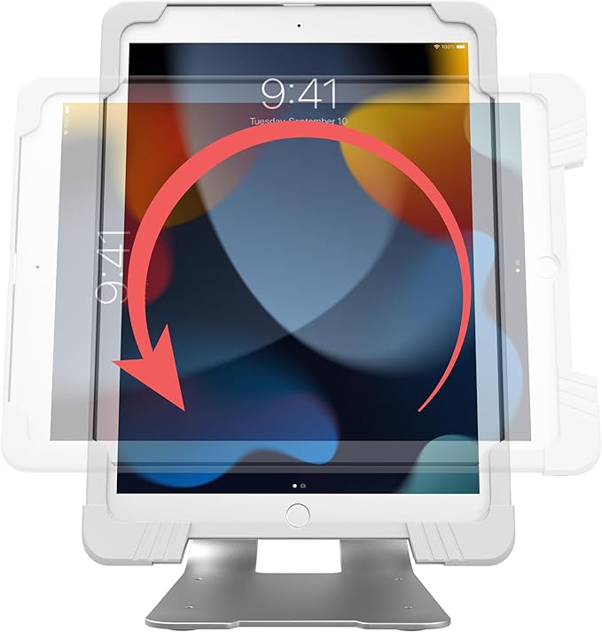 CTA Anti-Theft Case &amp Stand – Solid Security Locking Case with 180° Angle Adjustability – Compatible with iPad 5th-9th Gen Air 1-3 &amp Pro 9.7 and 10.5” - White - (PAD-ASCS10W)
