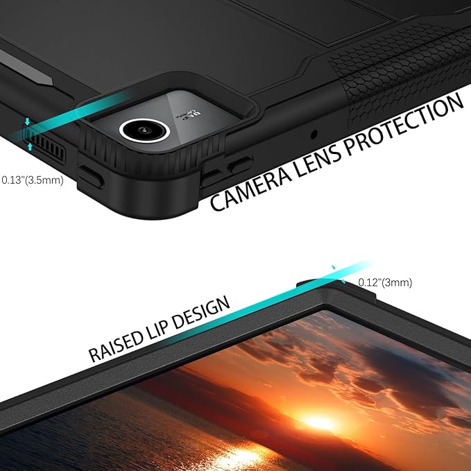 YINLAI for Lenovo Tab M11 Case 11-inch 2024 (TB-330FU) with Kickstand 3 in 1 Hybrid Men Women Kids Heavy Duty Shockproof Protective Tablet Hard Back Cover for Lenovo Tab M11 Black