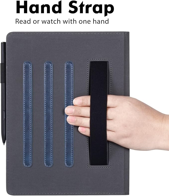BOZHUORUI Protective Folio Case for iFLYTEK AINOTE 2 10.65-inch Paper TabletMulti-Angle Adjustable StandPremium PU Leather Sleeve Cover with Auto Sleep/Wake &amp Hand Strap (Dark Blue)
