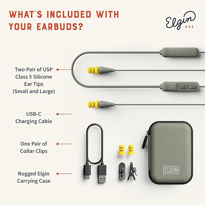 Elgin Discord Gen 2 Bluetooth Earplug Earbuds OSHA Compliant Noise-Isolating Safety Wireless Headphones All-Weather Earphones for Industrial Work and High-Noise Environments