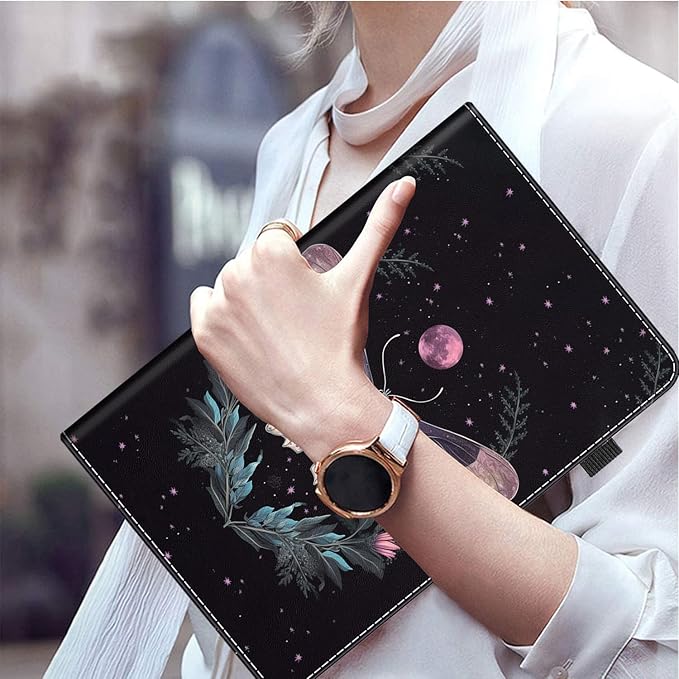 Case for Amazon Fire HD 10 Tablet (9th/7th/5th Generation2019/2017/2015 Release) Multi-Angle Smart Stand Cover Auto Sleep/Wake for Fire 10.1 InchMoon Moth