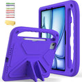 Kids Case for Apple iPad Air 11 inch M4/M3/M2 (2026/2025/2024) with Pencil Stylus Holder/Handle/Kickstand Slim Lightweight Cute Soft Shockproof EVA Folio Stand Protective Tablet Cover Purple