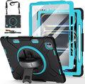 Case for iPad Pro 13 Inch M5 2025/ M4 2024: Military Grade Cover for iPad Pro 13 with Screen Protector - Stand - Handle - Shoulder Strap - Pencil Holder- Mint Green