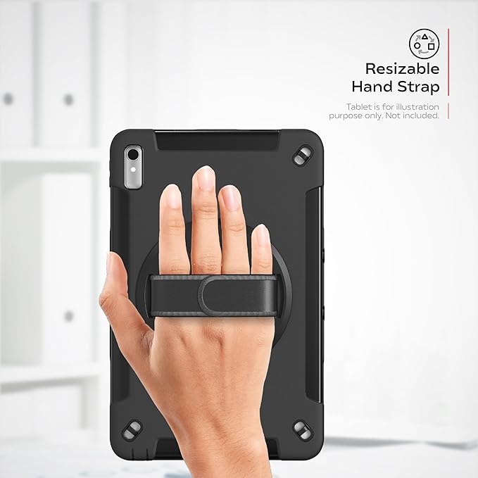 Hard Case for Lenovo P11 Gen 2 - CTA Protective Case with Built-in 360 Degree Rotatable Grip Kickstand &amp Carry On Strap for Lenovo P11 Gen 2 Tablet (PAD-PCGK2P11) Black