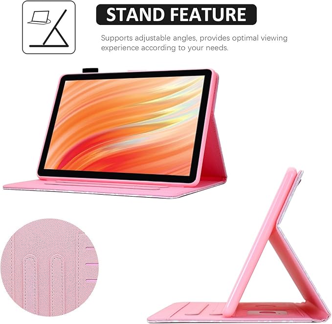 Cute Case For All-New Amazon Kindle Fire HD 10&amp10 Plus Tablet(13th/11th Generation2023/2021 Release)10.1PU Leather Slim Folding Stand Cover with Pocket Auto Wake/SleepPink Composition Book
