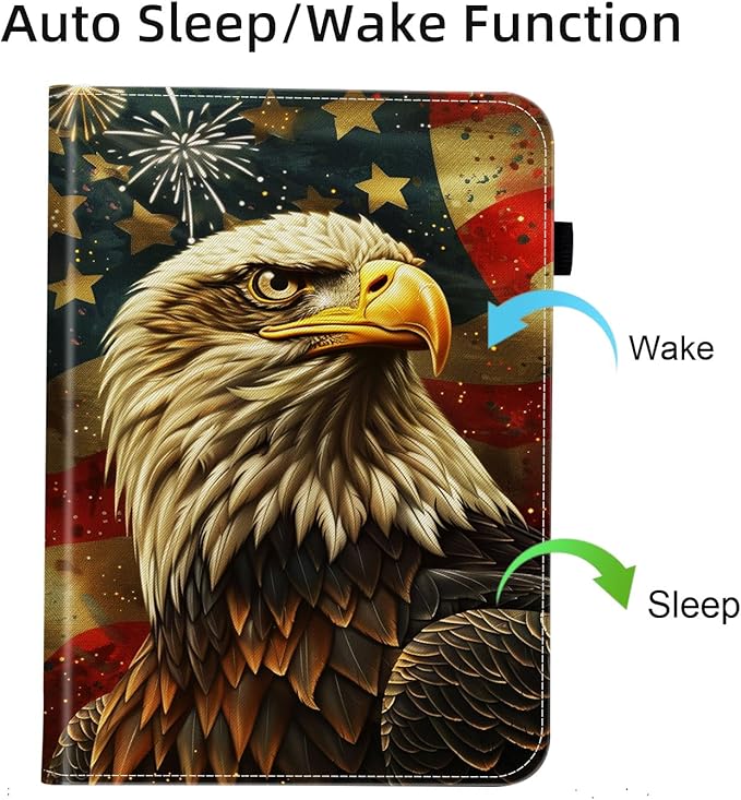 Case for iPad 9th Generation/iPad 8/iPad 7 iPad 10.2 2021 2020 2019/iPad Air 10.5/iPad Pro 10.5Card Slot PU Leather TPU Case Pen Holder Auto Wake SleepEagle American Flag