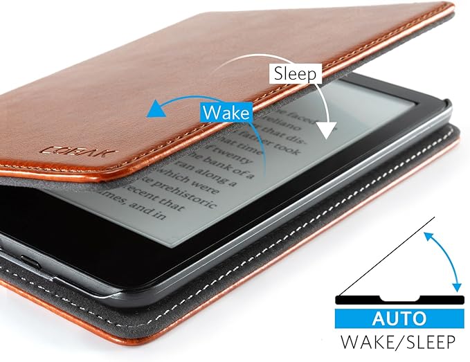 CoBak Case for 6 E-Reader - PU Leather Smart Cover with Auto Sleep/Wake &amp Hand Strap not Compatible with Kobo ClaraBrown