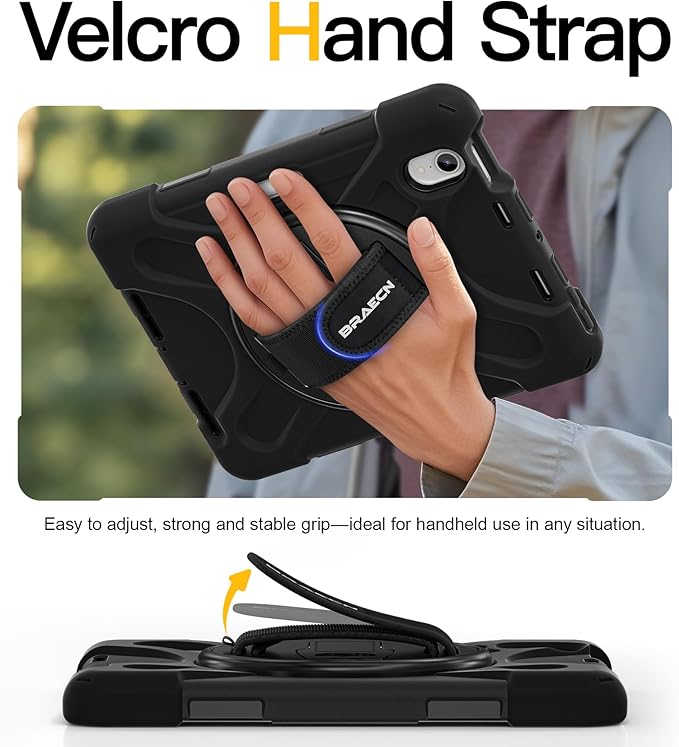 BRAECN Case for iPad mini 7 (A17 Pro) 2024/iPad Mini 6 2021 8.3 with Screen Protector Pencil Holder Protective Heavy Duty Case for iPad mini 7th/6th Gen 360° Rotating Stand &amp Hand Strap for Kid