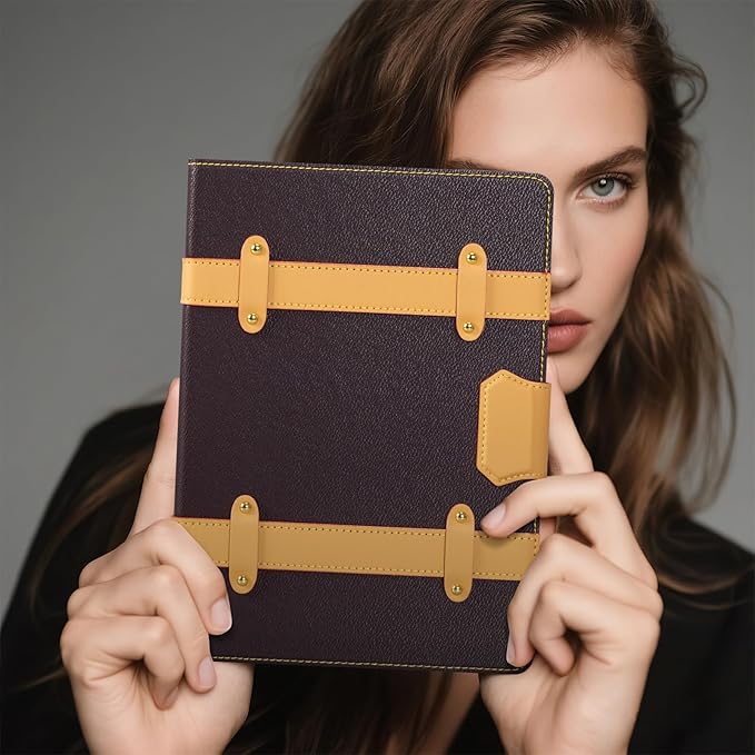 iPad Case for iPad Pro 13 Inch (M5/M4) 2025/2024Leather Folio Cover with Pencil HolderAuto Wake/Sleep Adjustable StandDetachable Magnetic Closure Protection Case-Multiple Straps Dark Brown