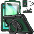 Cantis Case for Samsung Galaxy Tab A11 Plus 11 Inch 2026 (SM-X230/X236/X238) Shockproof Case for Tab A11+ with Screen Protector/Rotating Stand/Pen Holder/Shoulder Strap Black+AlpineGreen