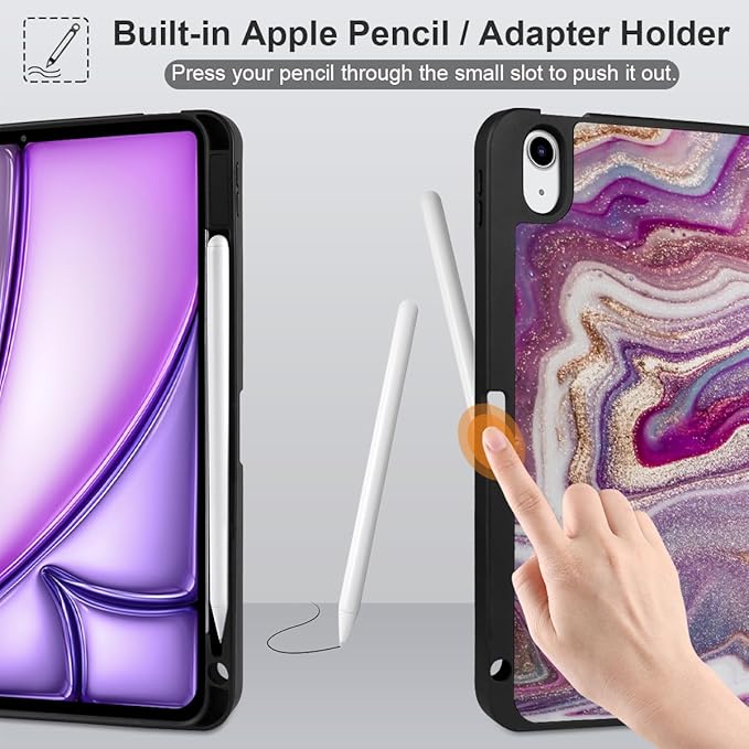 DONGKE for iPad Air 11 Inch Case M4 2026 / M3 2025 / M2 2024 &amp iPad Air 5th 2022 / 4th Gen 2020 10.9 Inch Ultra Thin Soft TPU Back Cover with Pencil Holder Support Auto Wake/Sleep Pink Marble