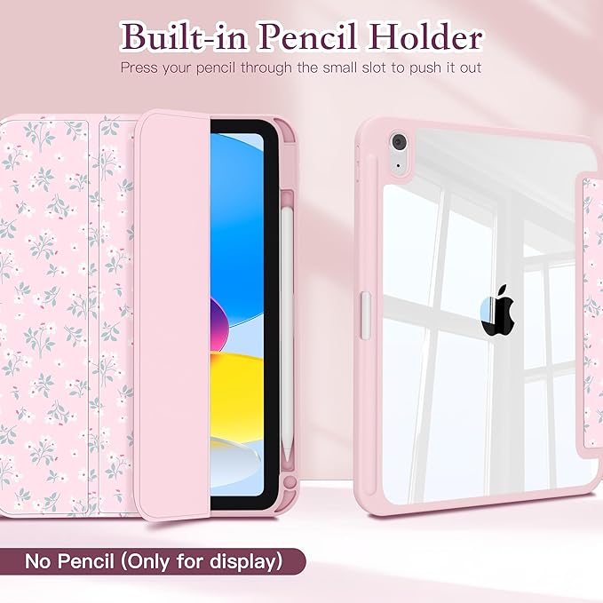 CISSOOK Compatible with iPad 11 Inch 2025 (A16) Case / 10.9 inch iPad 10th 2022 with Apple Pencil Holder Auto Wake/Sleep White Ditsy Floral Protective Cover