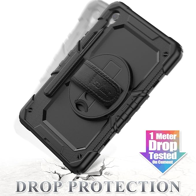 SEYMAC stock Case for Samsung Galaxy Tab S10 Lite / S10 FE / S9 FE 5G / S9 Tablet Case 10.9''/ 11'' Protective with Screen Protector Pen Holder 360 Rotate Stand Hand Strap Shoulder Strap Black1