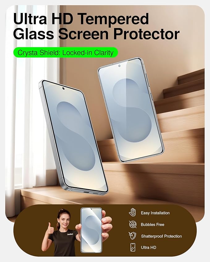 SmartDevil Tempered Glass for Samsung Galaxy S25+ Plus Screen Protector [3 Pack]  Fingerprint Unlock Compatible HD Anti-Glare 9H Scratch &amp SGS Impact Resistant Fast &amp Easy Smart Pull Box