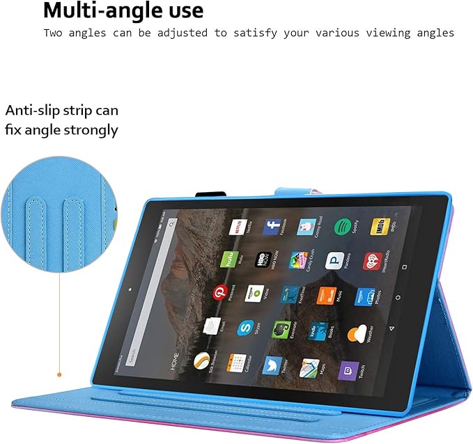 Case for Amazon Fire HD 10 Tablet (5th/7th/9th Generation) Techcircle Cute Stand Folio Slim Fit Leather Protective Flip Cover Case with Card Slots &amp Pen Holder Sleep/Wake Feature Wonderful Scen